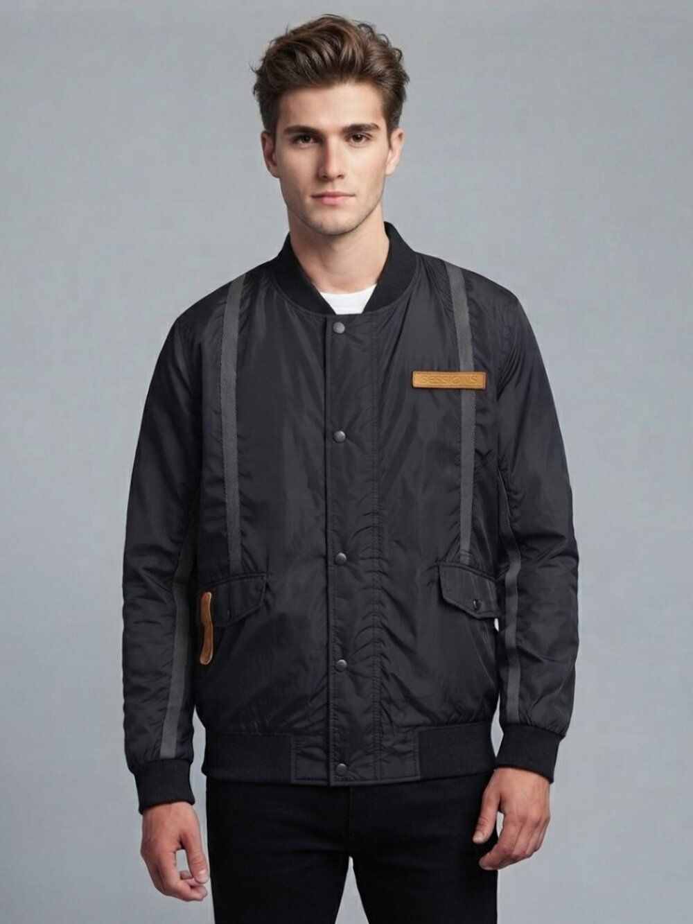 Y2K Sessions Alliance Black Quilted Bomber Jacket Mens M 2010s Skate Streetwear